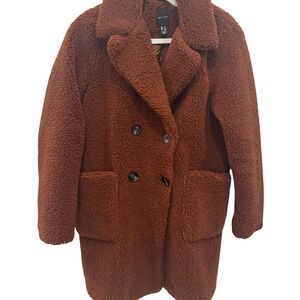 Brown Teddy Coat / Size 8 / New Look